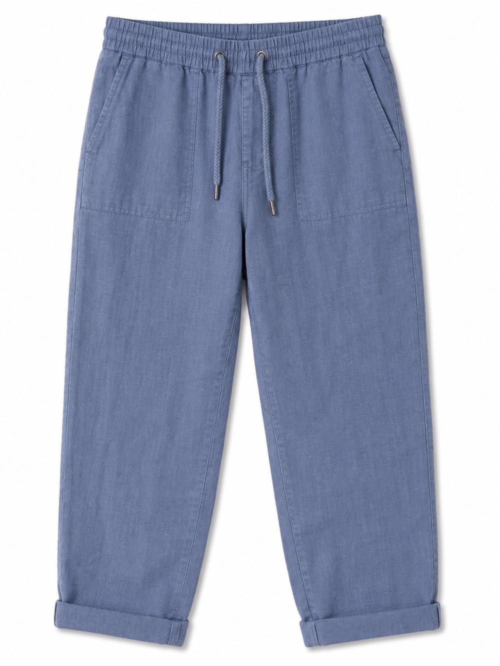 Olsen Lisa Fit 100% Linen Drawstring Pants - Blue - Size M/8 - Summer Classic - Picture 2 of 10